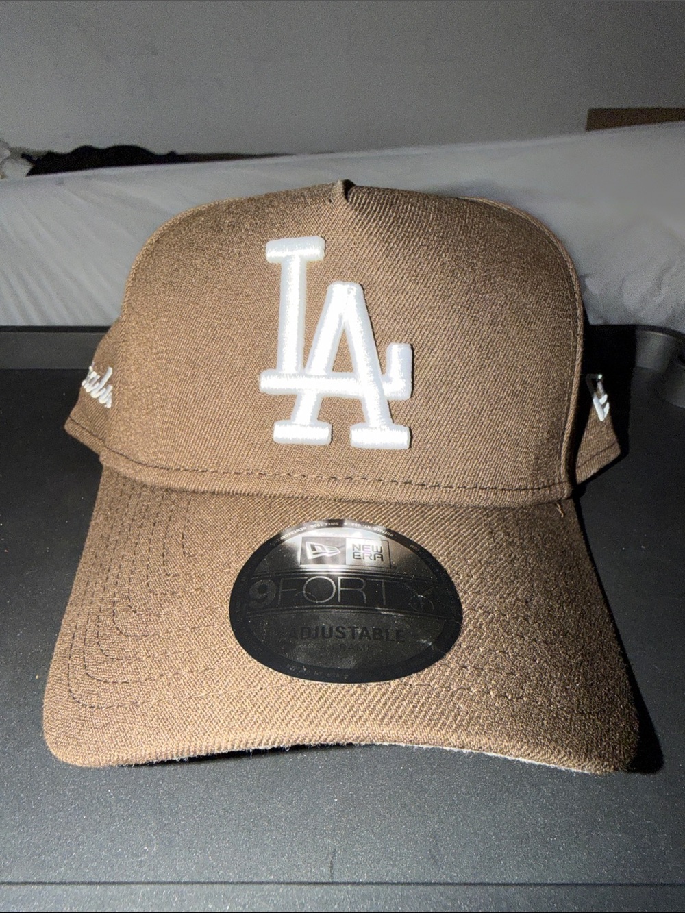 New Era Brown LA Embroidered Baseball Cap with White Logo